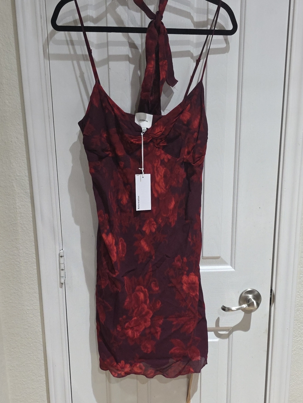 Reformation NWT Burgundy Red Floral Slip Mini Dress